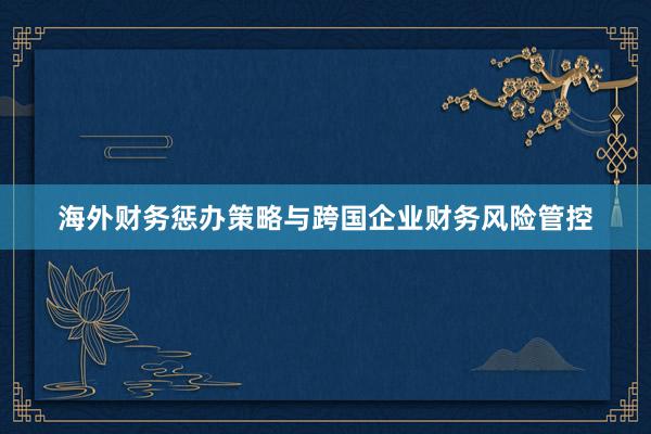 海外财务惩办策略与跨国企业财务风险管控